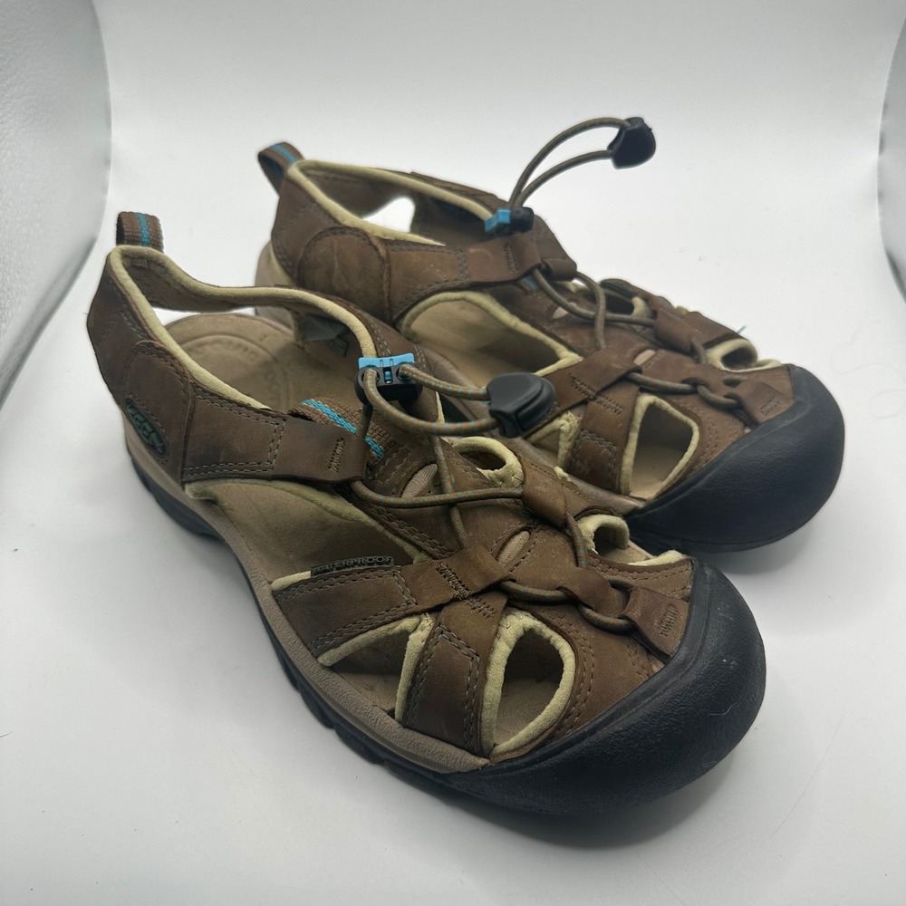 Keen Venice H2 Brown Leather Waterproof Hiking Sandals Womens 6.5 5210-DECS
